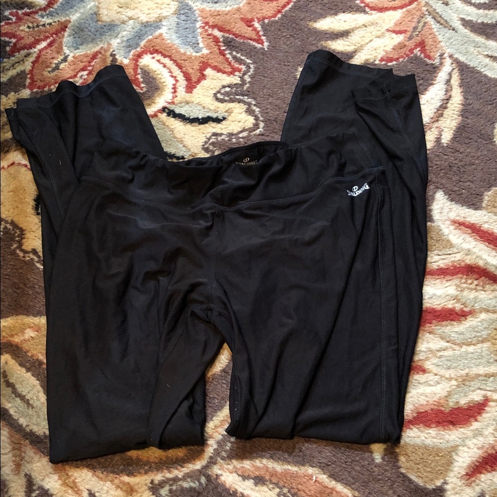 Black Athletic Leggings with Small Logo full length